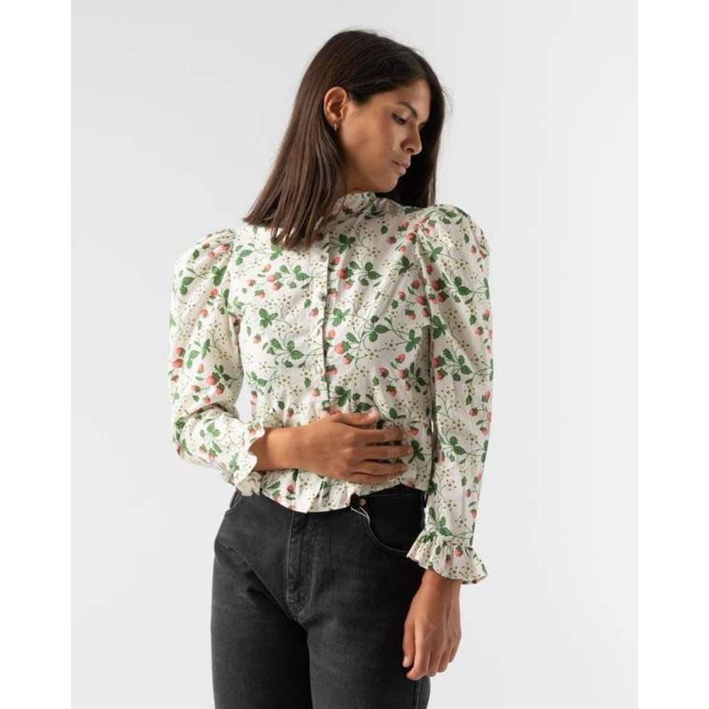 Batsheva x Laura Ashley Strawberry Field Grace Blouse White Size 4 - Picture 2 of 11